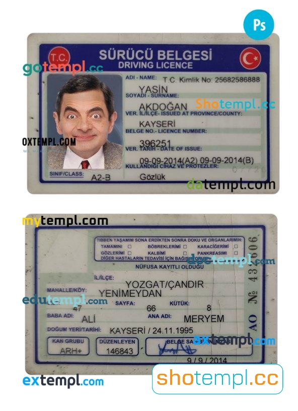 Turkey Driver License PSD Template